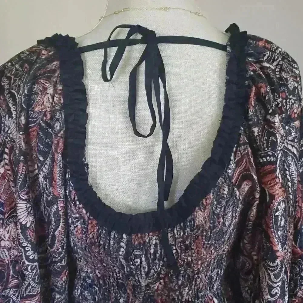 Free People Tie Neck Blouse Size Large